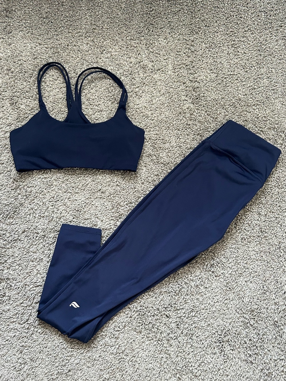 Fabletics Navy Double-Strap Sports Bra & Leggings Set